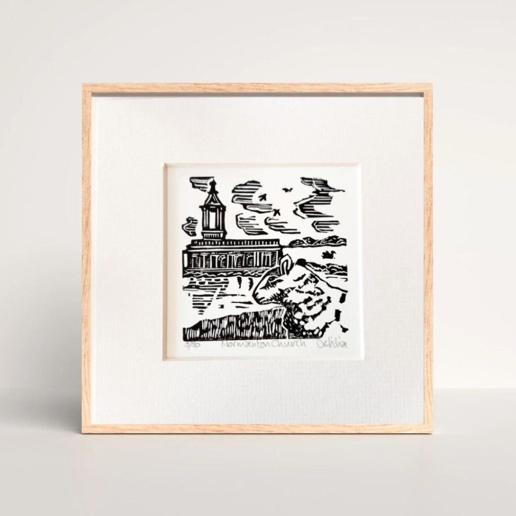 Normanton Church Original Linocut Print