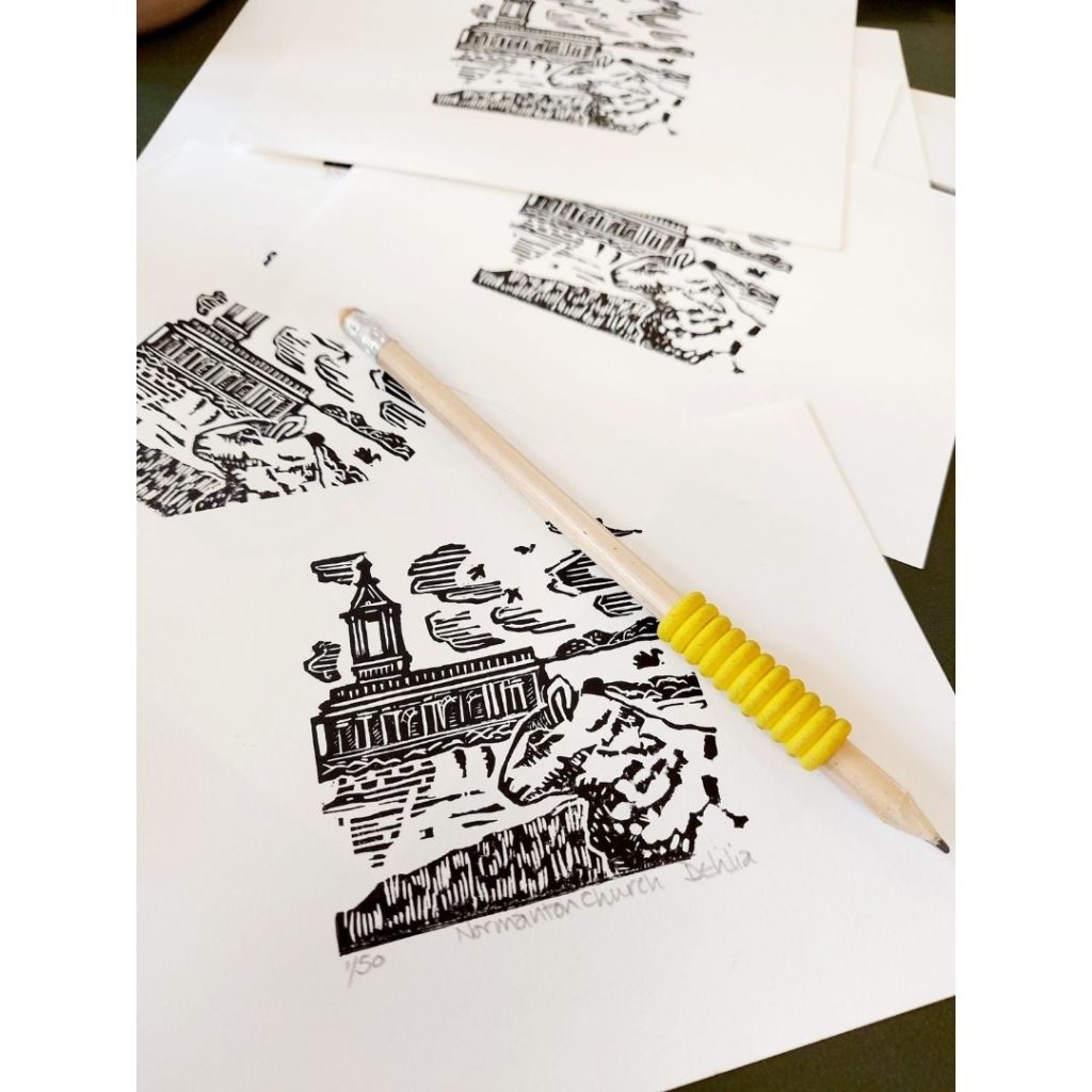 Normanton Church Original Linocut Print