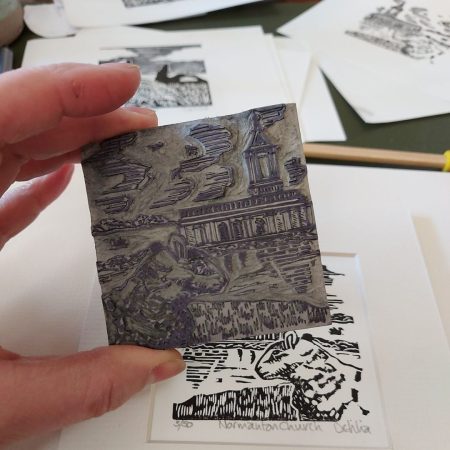 Normanton Church Original Linocut Print - Image 3