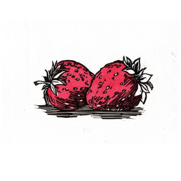 Strawberries Original Linocut Print