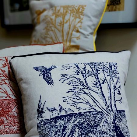 Hand Screen-Printed Cushions-Original Linocut Design - Image 4