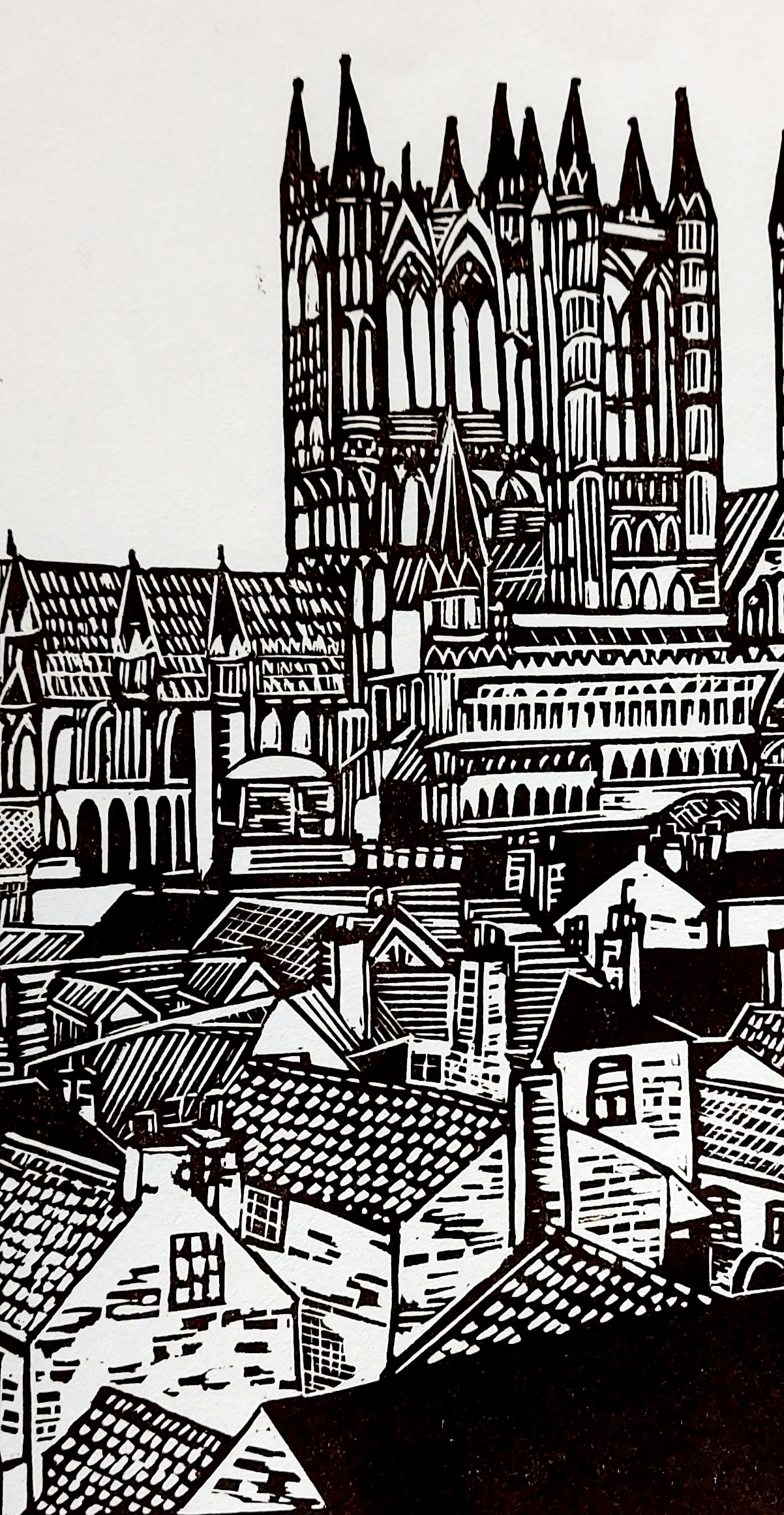 Original Linocut Print of Lincoln Cathedral by Dehlia Barnard-Edmunds - Image 4