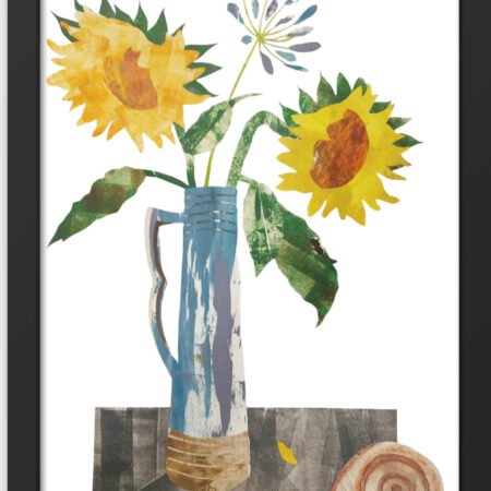 Sunflowers in Vintage Jug Collage Print - Paper Art Still Life - Image 3