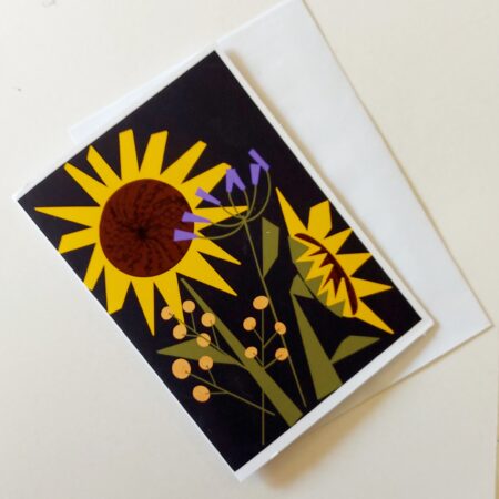botanical digitally designed sunflower print designed in procreate by artist Dehlia Barnard-Edmunds